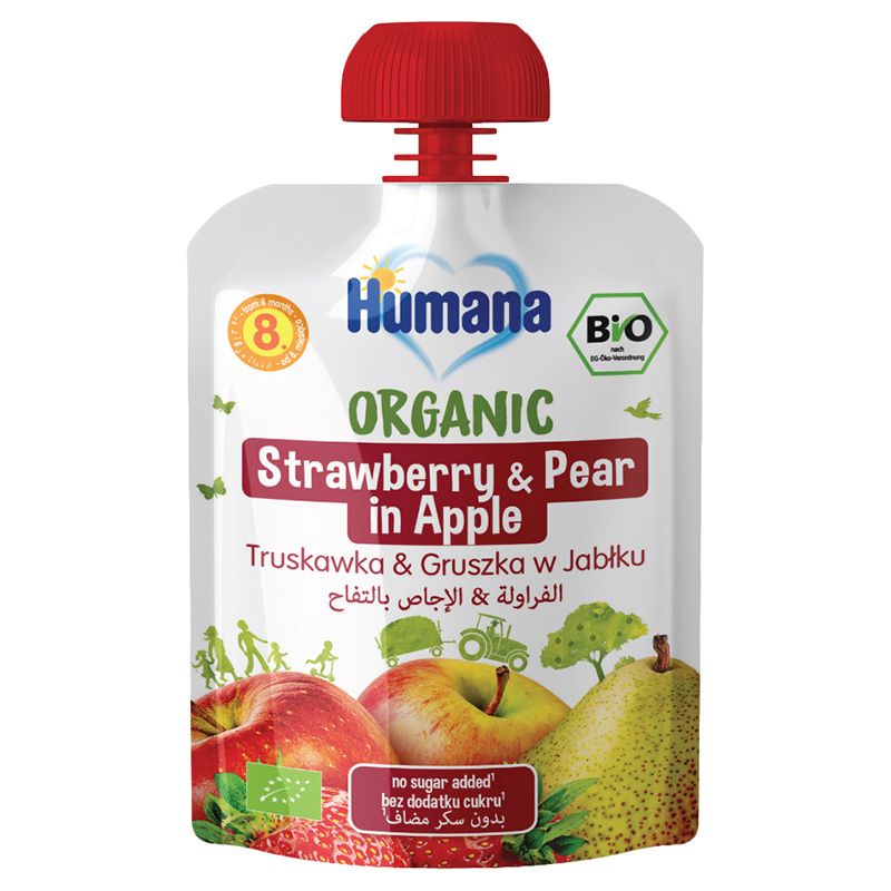 Humana - Organic Puree Pouch - Strawberry, Pear & Apple