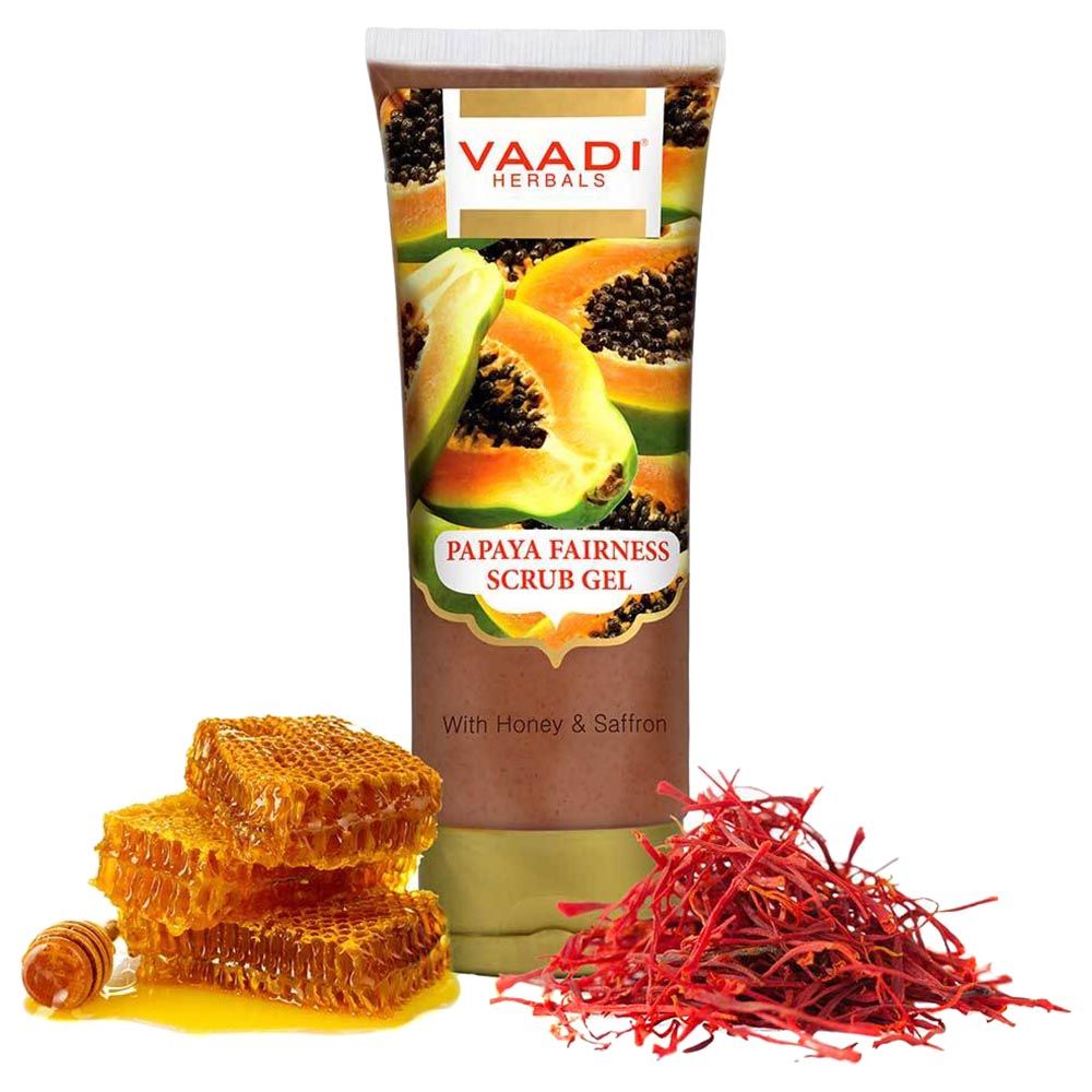 VAADI HERBALS - Papaya Honey Saffron Fairness Scrub Gel 110g
