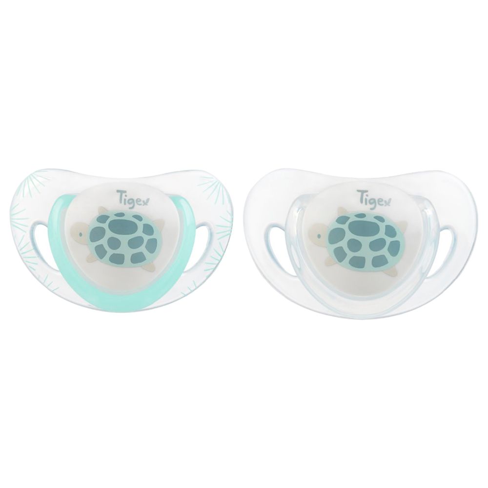 Tigex - Smart Silicone Pacifiers 6m+ - Pack of 2 - Turtle