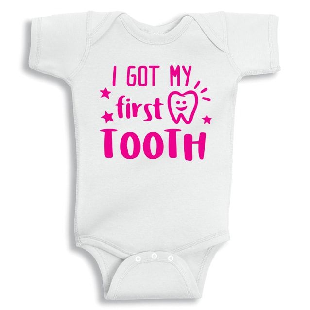 Twinkle Hands - I Got My First Tooth Onesie - Pink