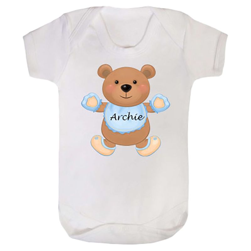 Mini Plum - Personalised Teddy Print Name Bodysuit