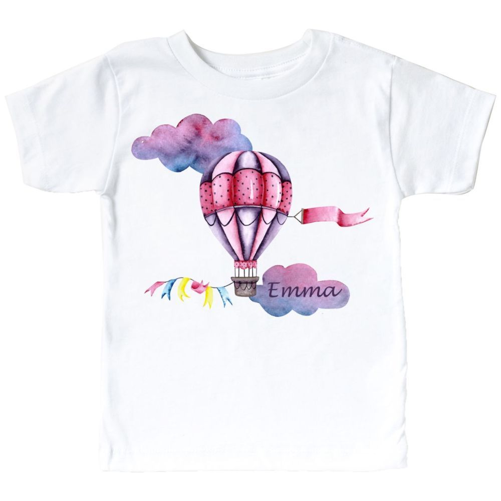 Mini Plum - Personalised Hot Air Balloon Kids T-Shirt