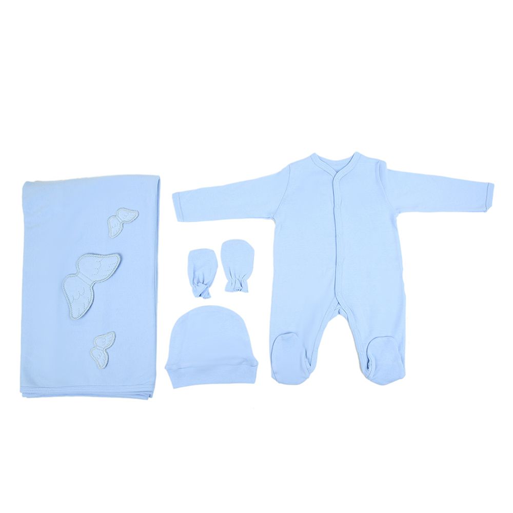 Mini Plum - Romper With Angel Wings 4pc-Set - Blue