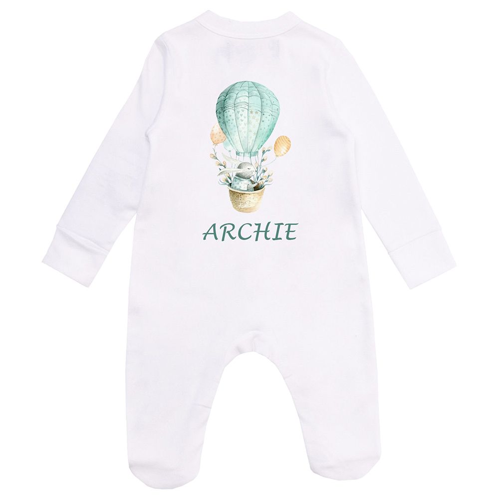 Mini Plum - Personalised Baby Sleepsuit- Bunny Blue