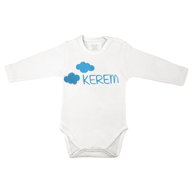 Mini Plum - Personalised Clouds Bodysuit - White