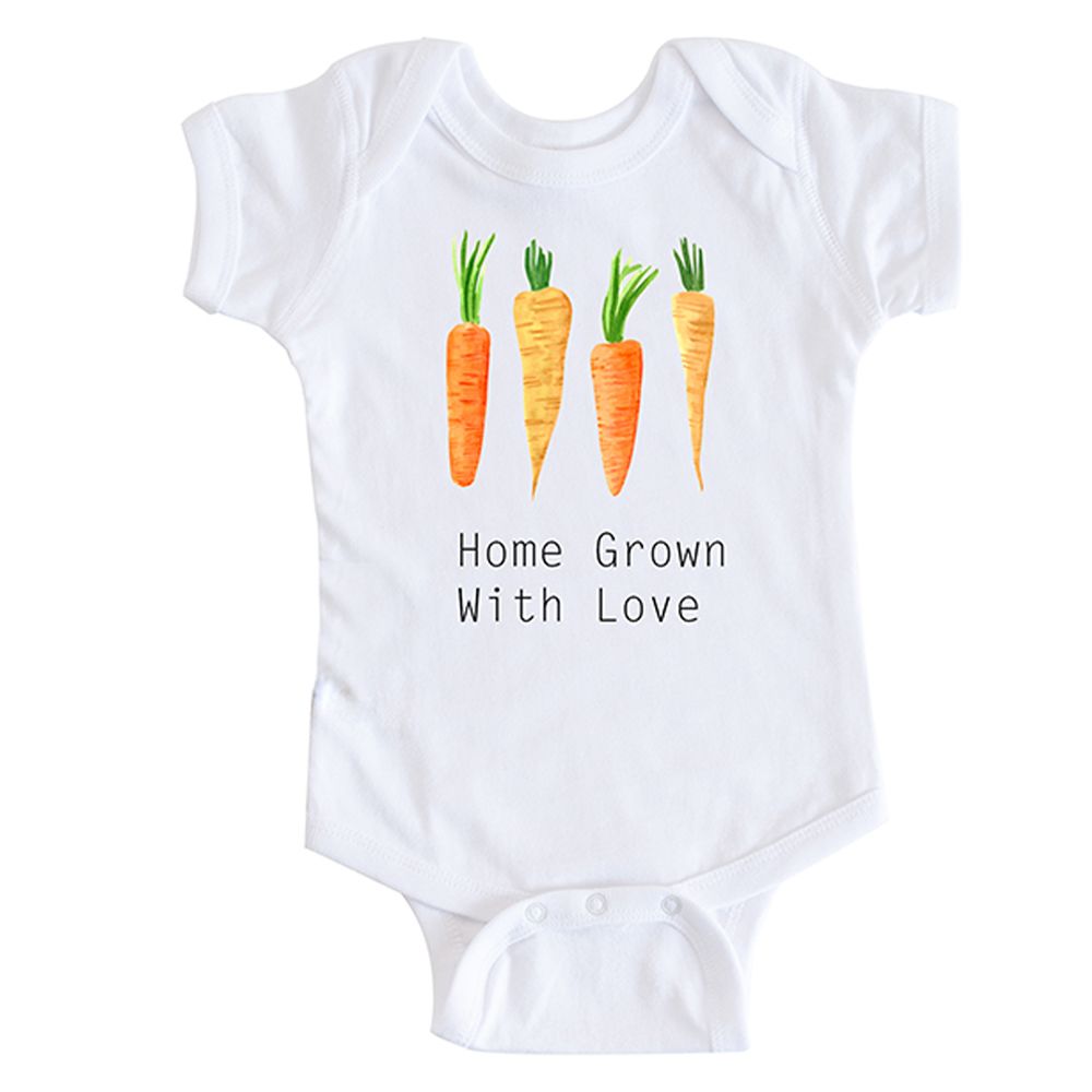 Mini Plum - Home Grown Short Sleeve Onesie - White