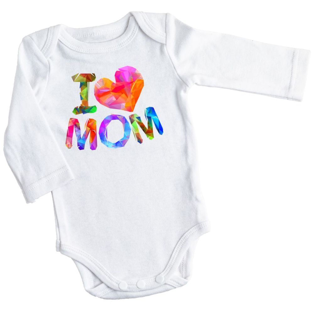 Mini Plum - I Love Mom Printed Long Sleeve Bodysuit