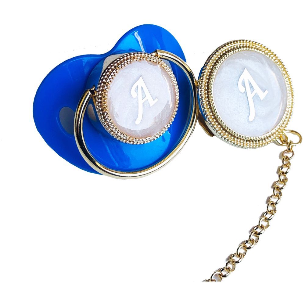 Mini Plum - Personalised Pacifier And Clip Set - Blue