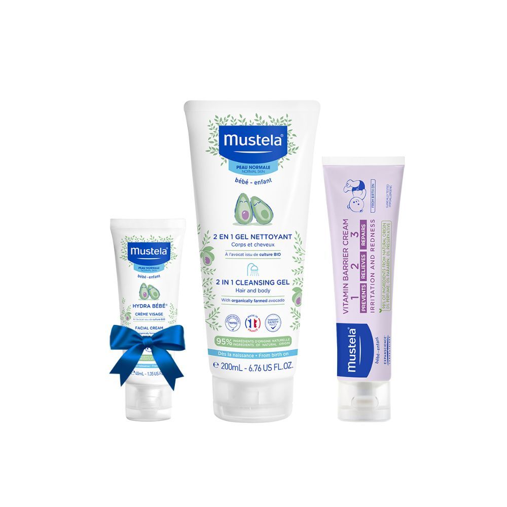  Mustela Bebe On-The-Go Travel Set - Baby Skin Care & Bath Time  Gift Set - Natural & Plant-Based - 3 Items Set - Packaging may vary : Baby