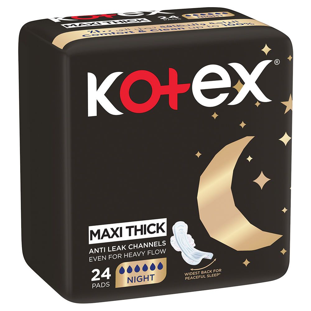 Kotex Maxi Pads Night With Wings 24 Sanitary Napkins