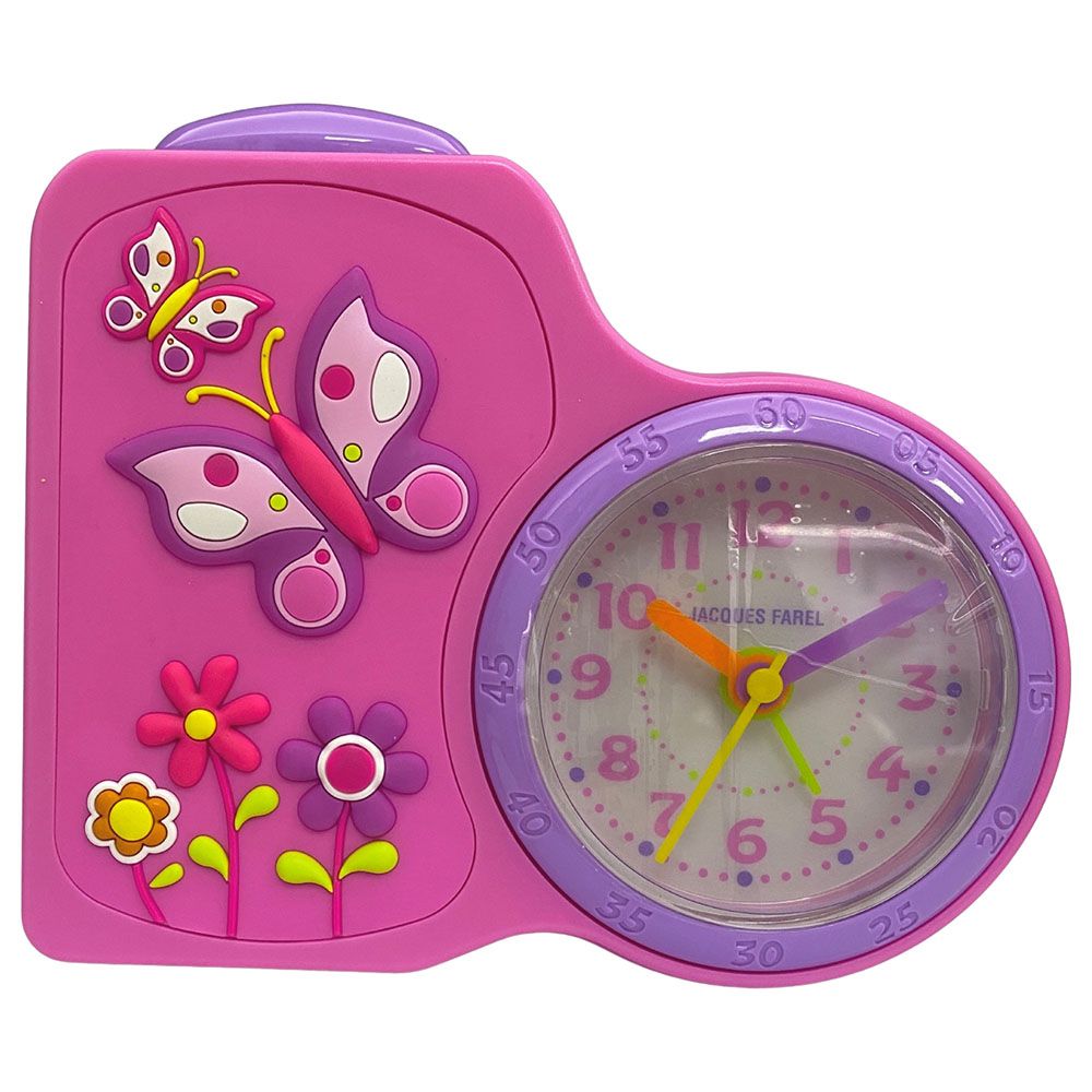 Jacques Farel Kids Alarm Clock Butterfly Design - Pink