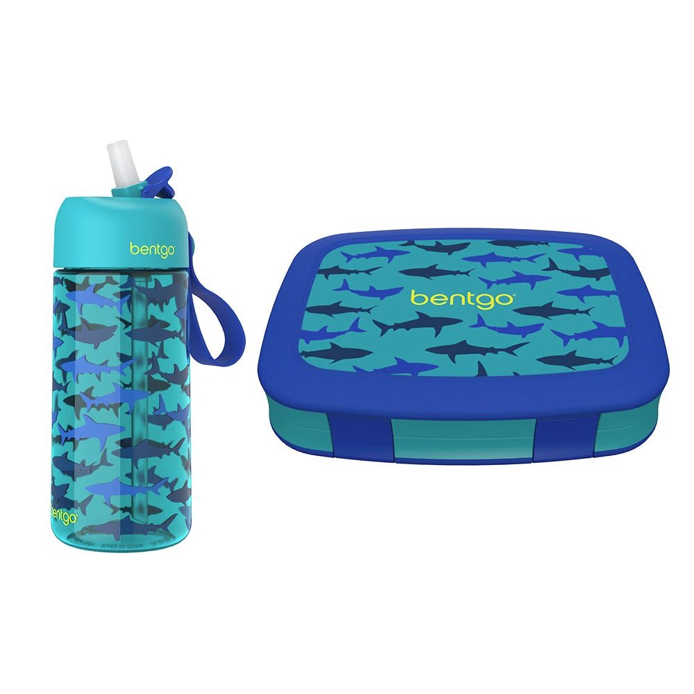 Bentgo - Kids Water Bottle + Kids Prints Lunchbox - Shark