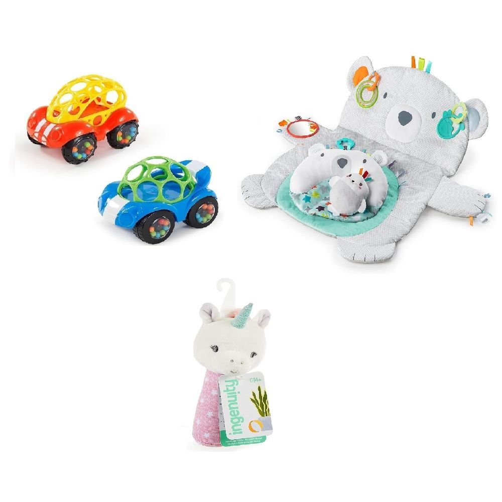 Oball Rattle Roll Toy Tummy Time Prop Play Shimmy Rattle