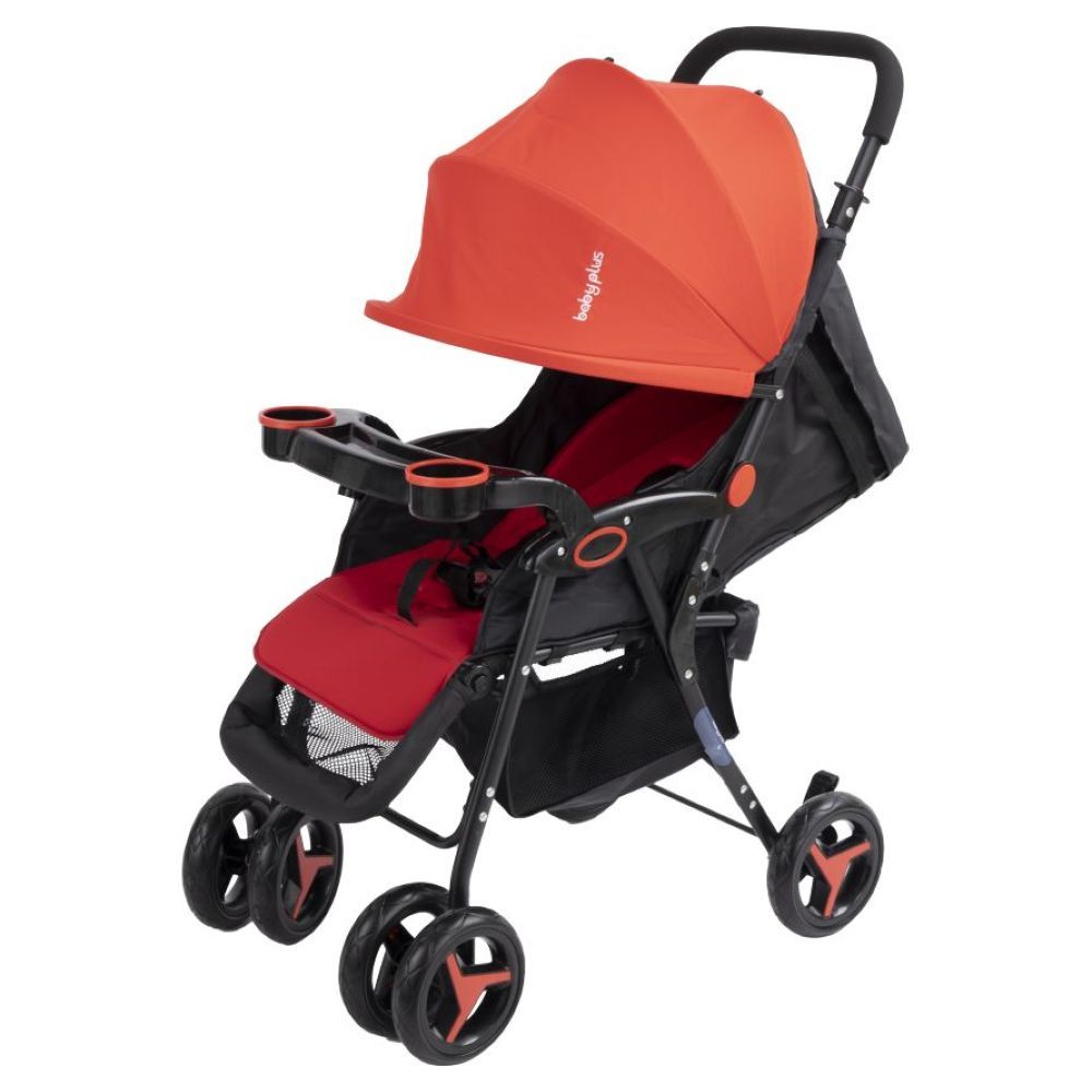 Baby Plus Stroller Cum Pram w 2 Cup Holder Red Buy at Best
