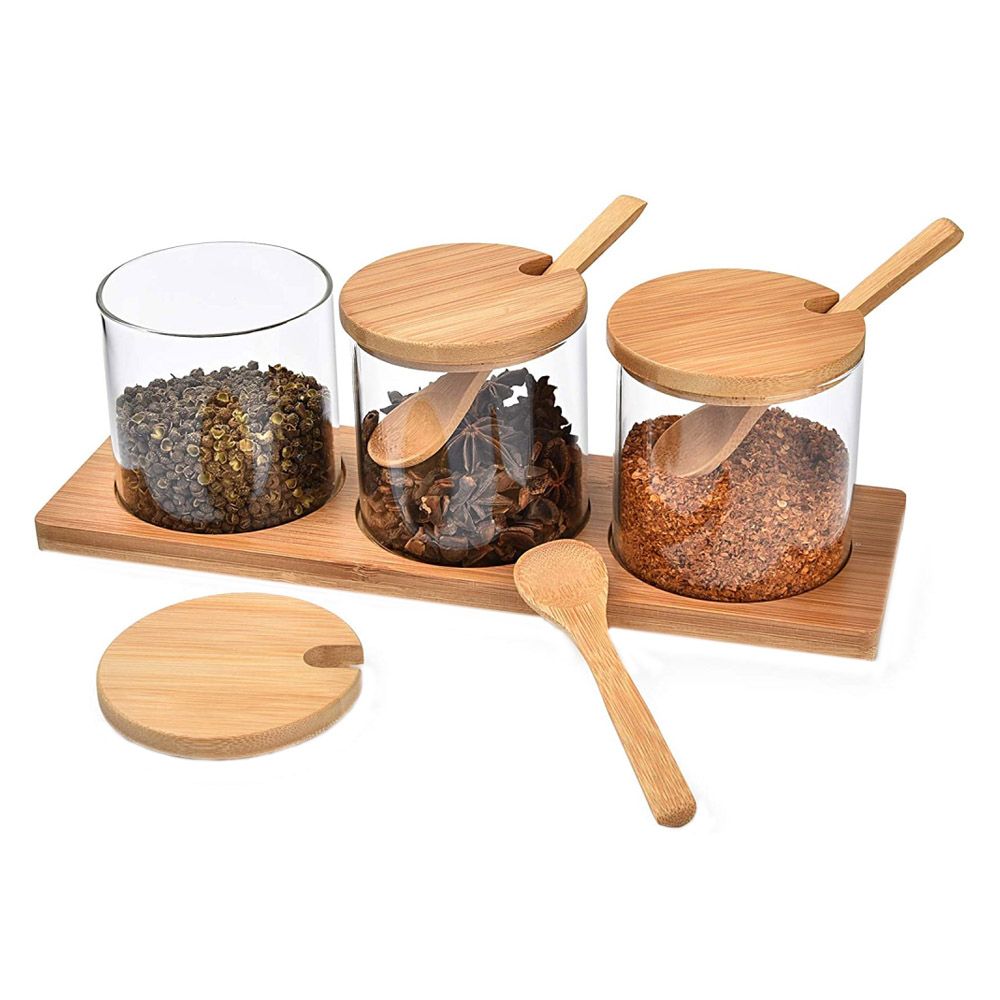 1Chase Condiment Spice Jar W Base Lid Spoon Pack of 3