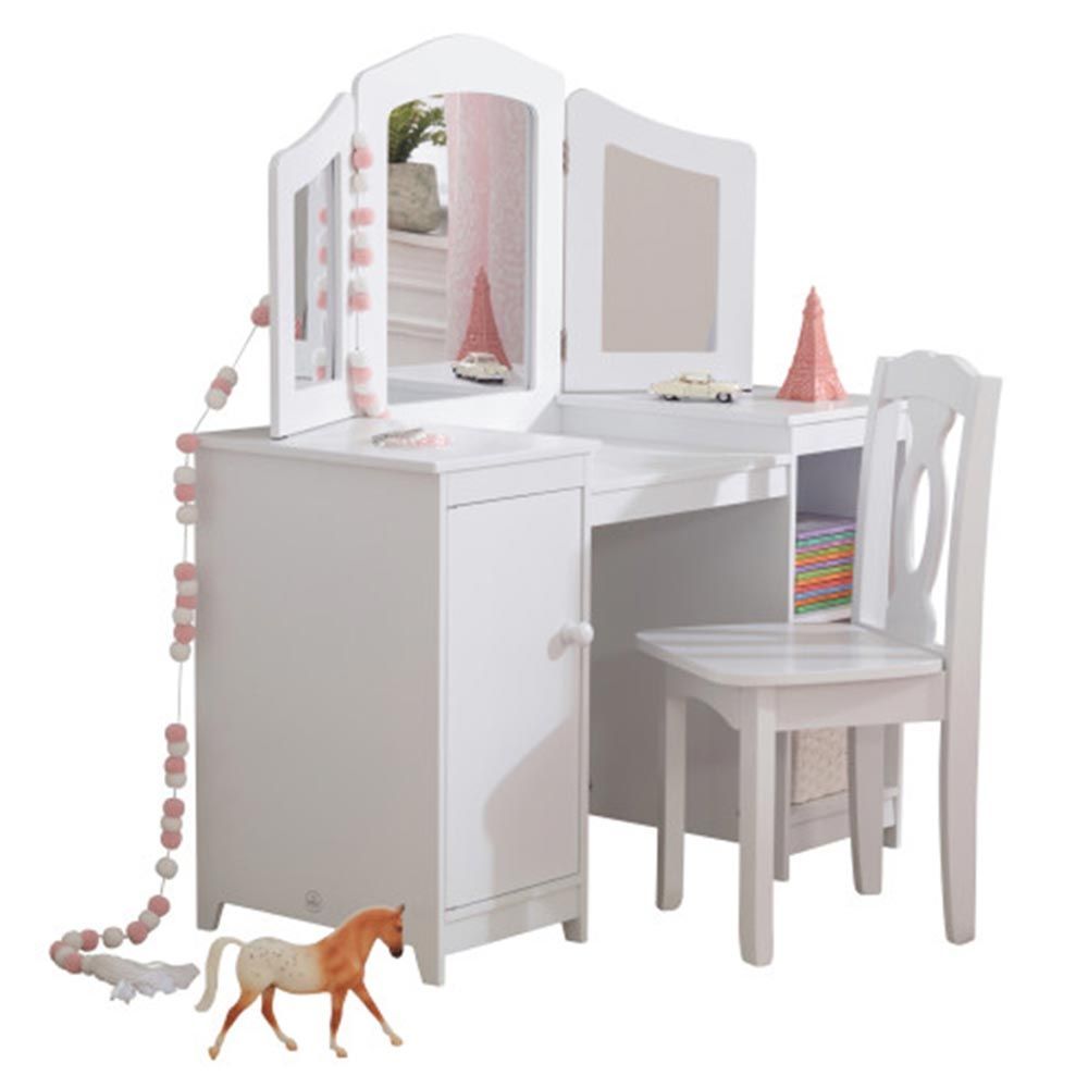 Vanity desk on sale with chair
