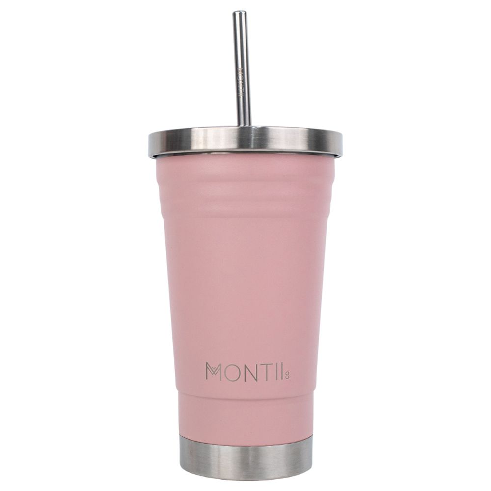Moon - Double Wall Smoothie Cup w/ Straw - Pink
