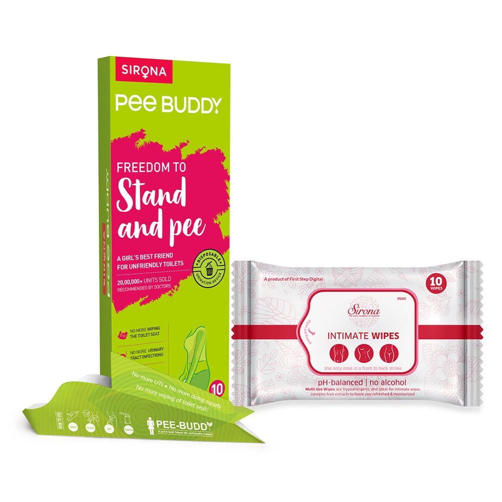 PeeBuddy - 10s Paper Urination Device + 10s Intimate Wipes