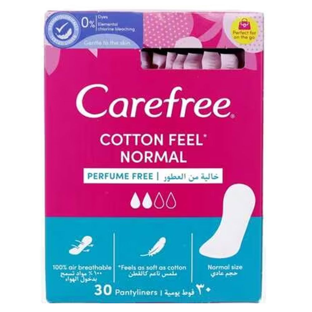 Carefree Panty Liners, Cotton, Unscented, Pack of 30