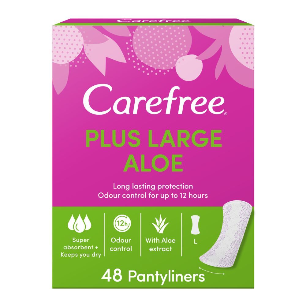 Carefree Panty Liners, Plus Large, Aloe, Pack of 48