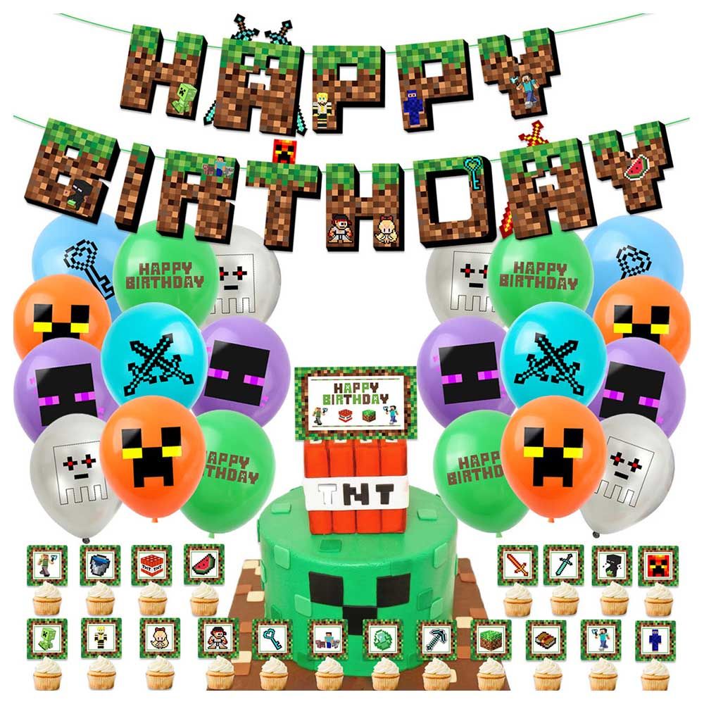 5PC MINECRAFT Gaming FOIL BALLOONS Birthday Party Supplies Set Decoration  UK