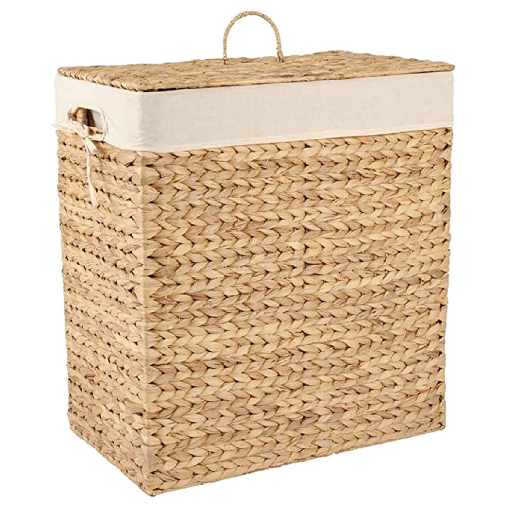 Homesmiths Rectangular Water Hyacinth Laundry Hamper 54.5x33x61cm