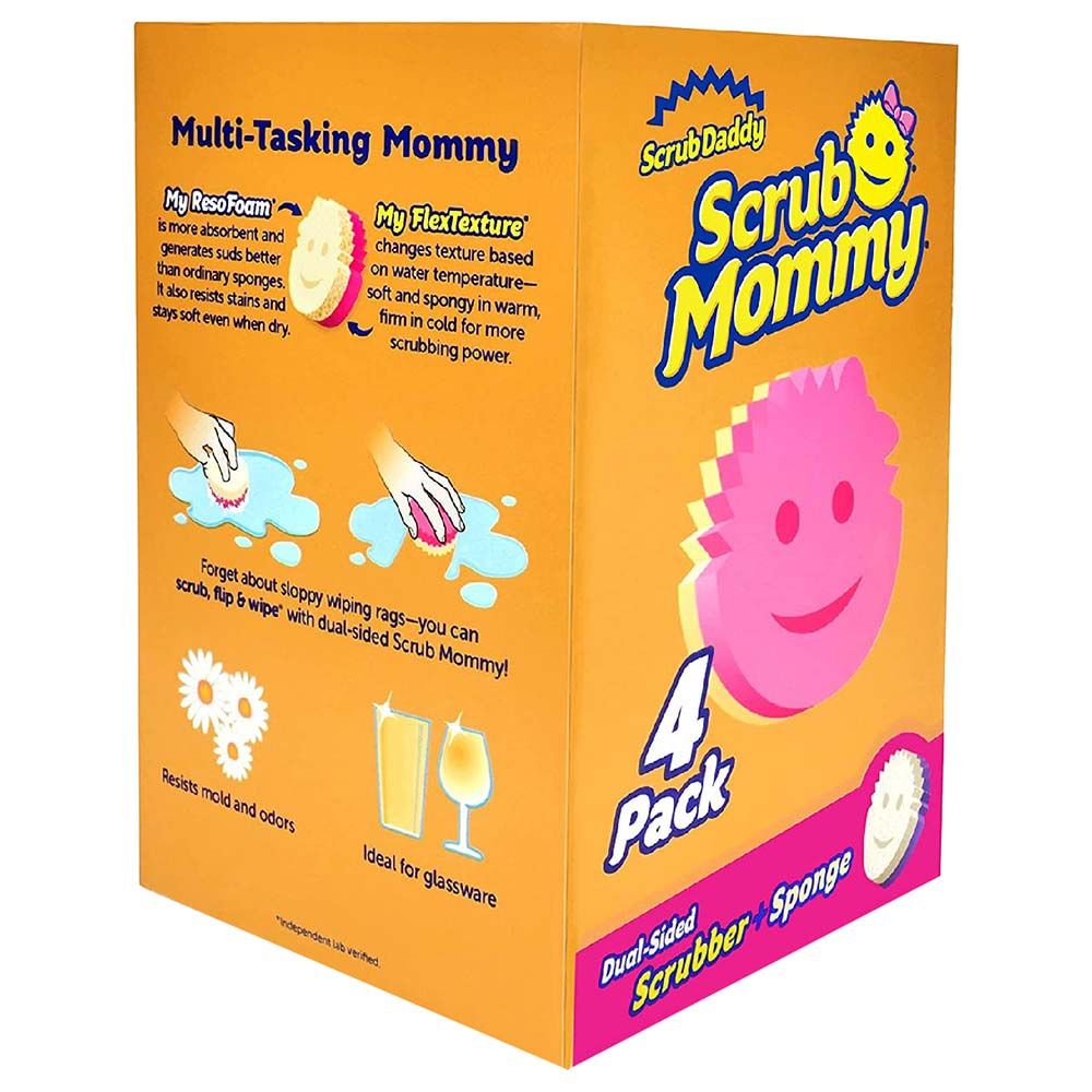 Scrub Daddy - Scrub Mommy Dual Sided Sponge and Scrubber - Pack of 4