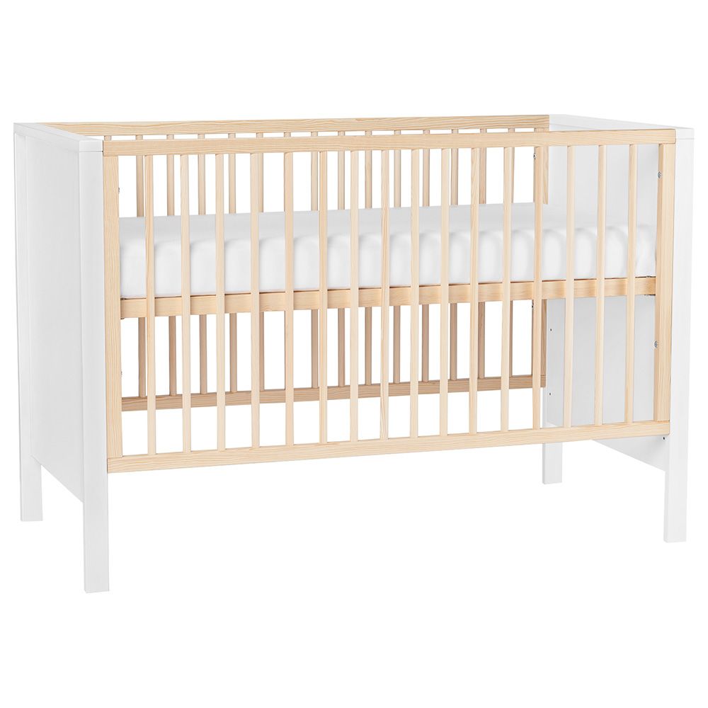 Kinderkraft Mia Wooden Cot With Mattress White