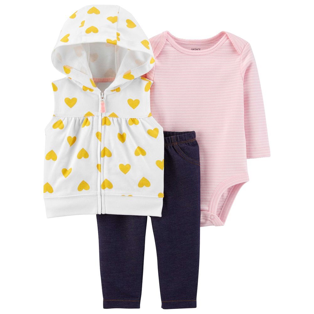 Carters Little Vest Set 3pc Set Heart Buy at Best Price from