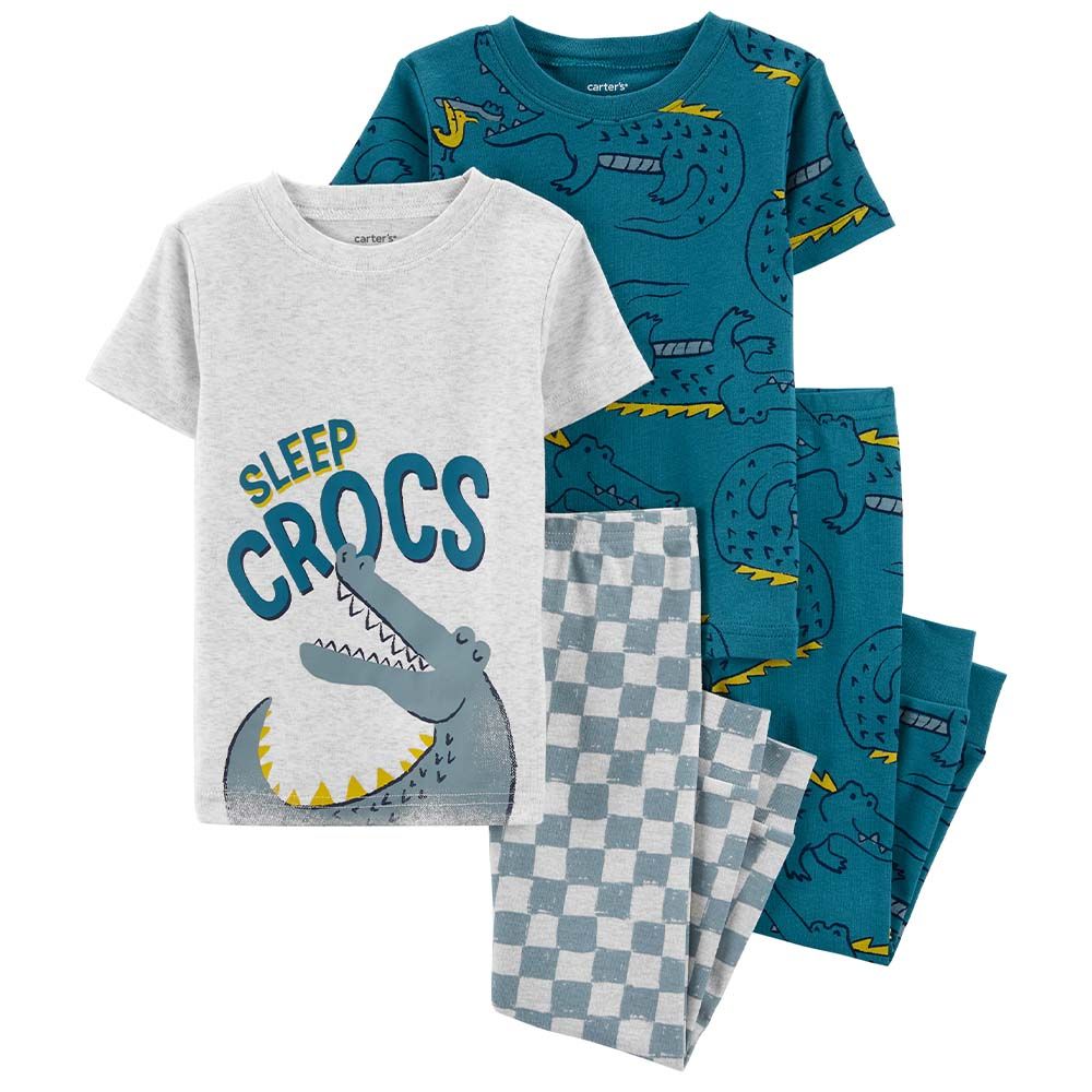 Carters - 4pc-Set - Bird Print Snug Fit Cotton Pyjama