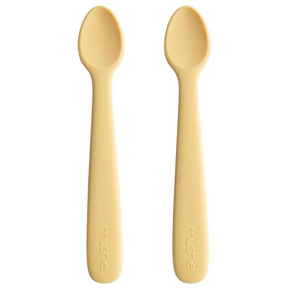 mushie Silicone Baby Feeding Spoons | 2 Pack (Daffodil)
