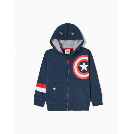 Zippy Captain America Cotton Jacket W Hood Blue
