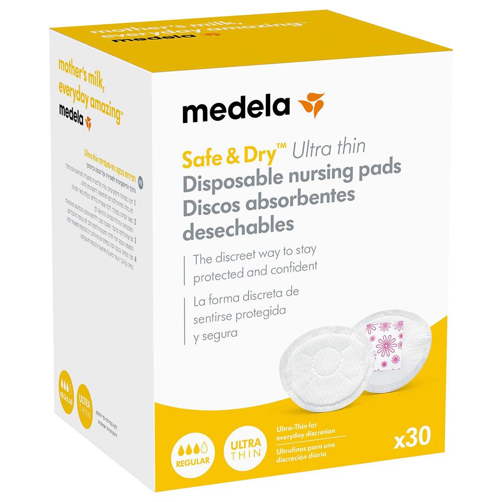 Medela - Safe & Dry Ultra Thin Nursing Pads - Pack of 30 - White