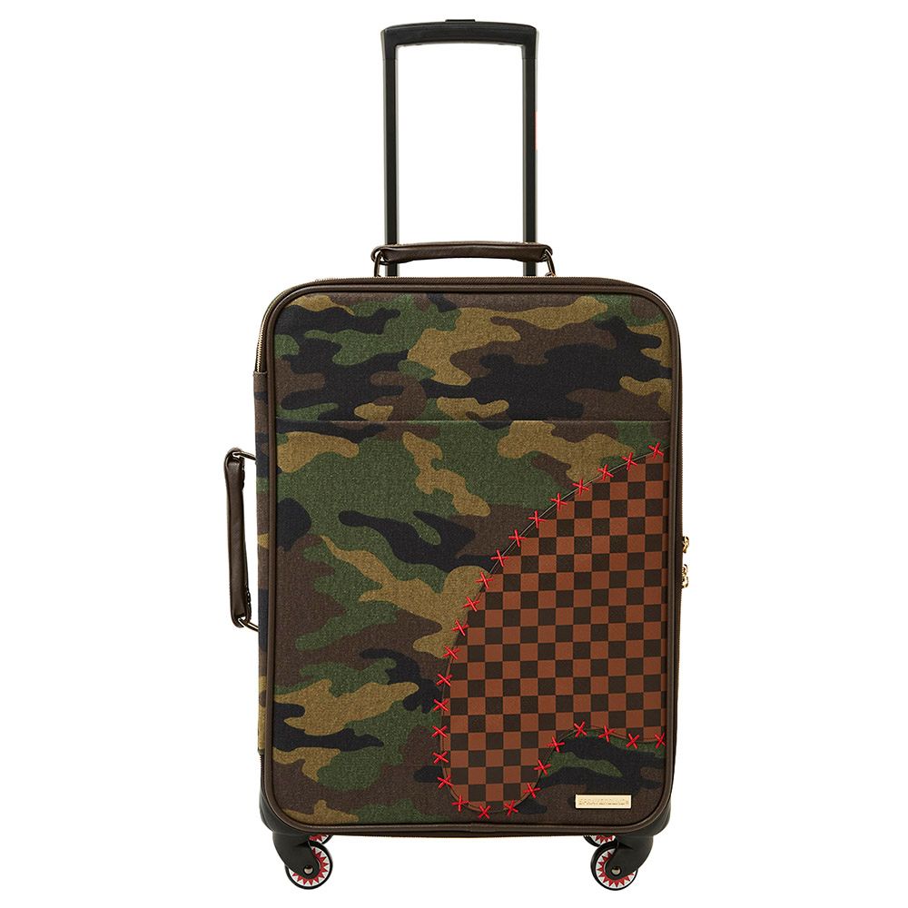 Sprayground Camo Shark Shape Check Soft Luggage