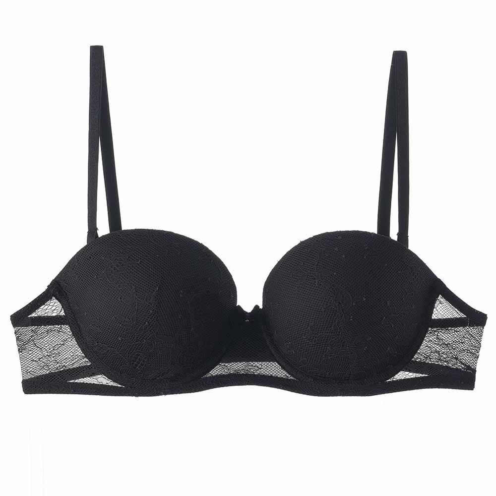 Lacy Dreams - Casual Multiway Push-Up Lace Bra - Black
