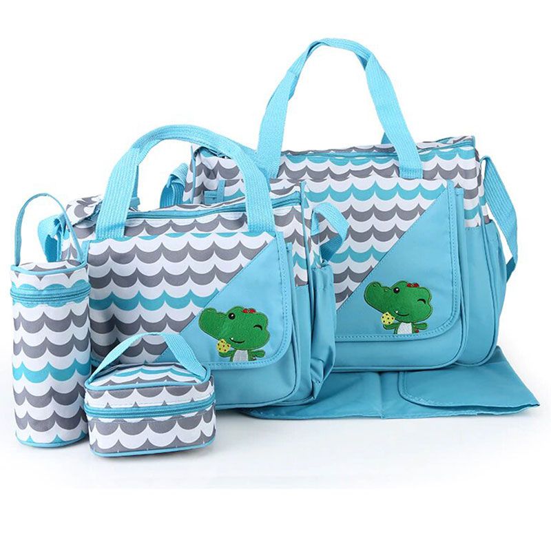 5PCS Diaper Bag Tote Set - Baby Bags for Mom (Blue)