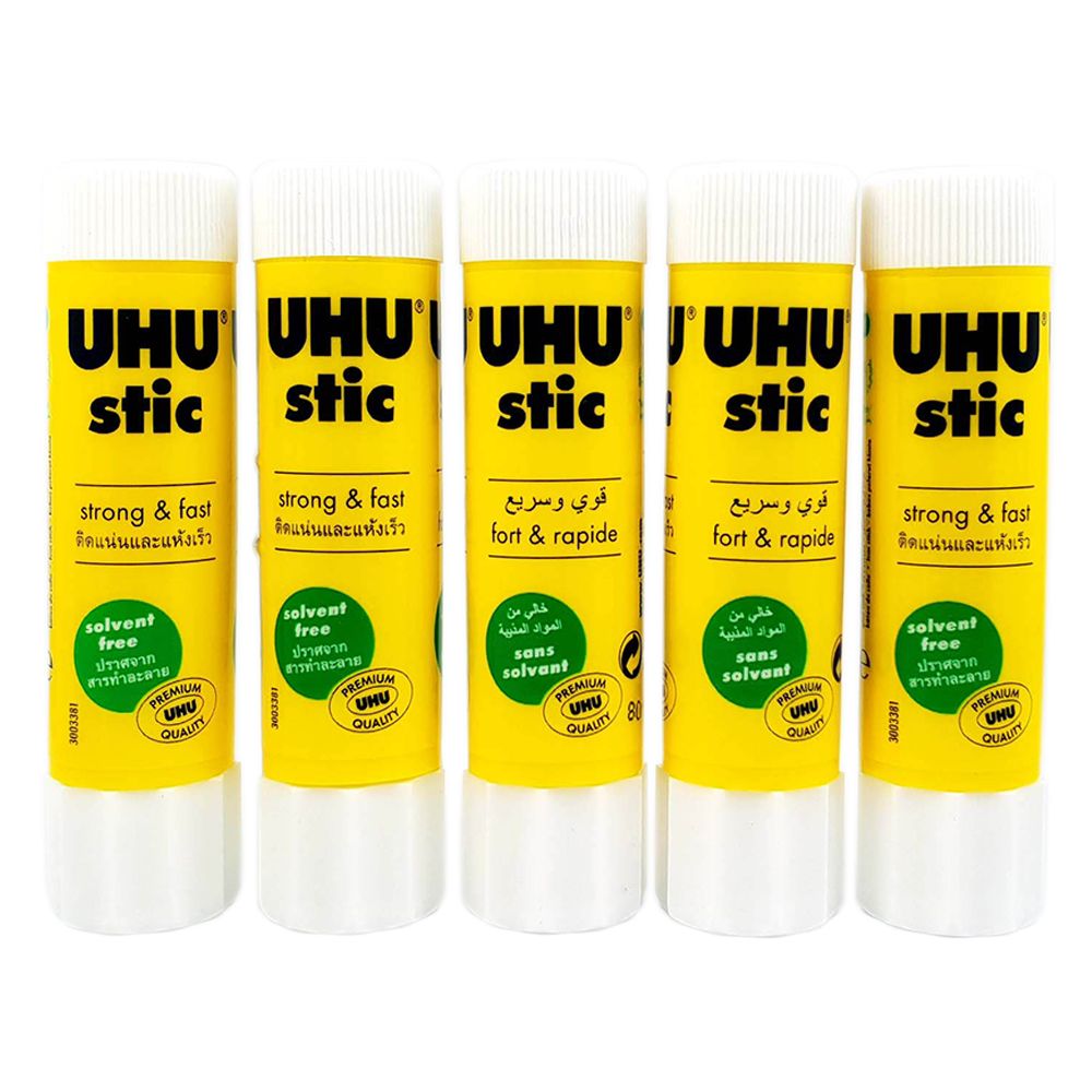 UHU stic, Glue Stick Without Solvent 4 x 40 g Blister, White