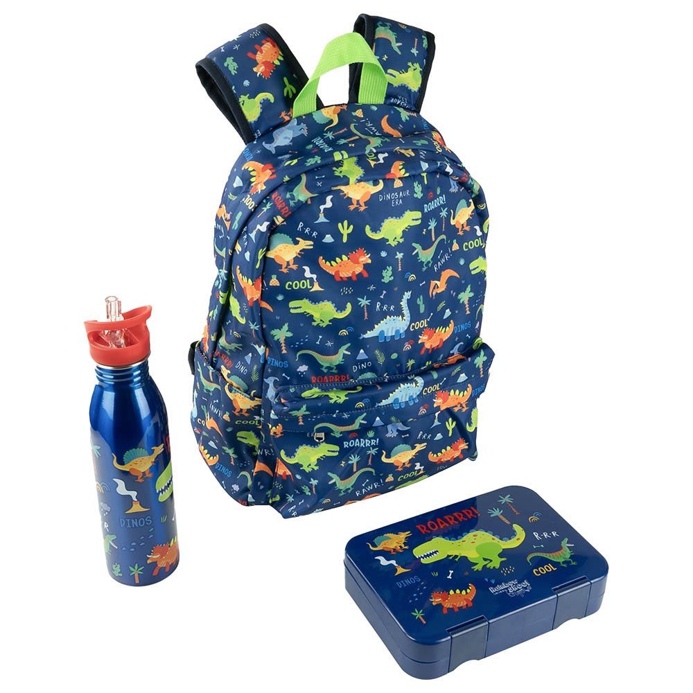 Rainbow Skool - Dino Set of 3 - Kids - Backpack, Lunchbox & Stainless Steel  Water Bottle