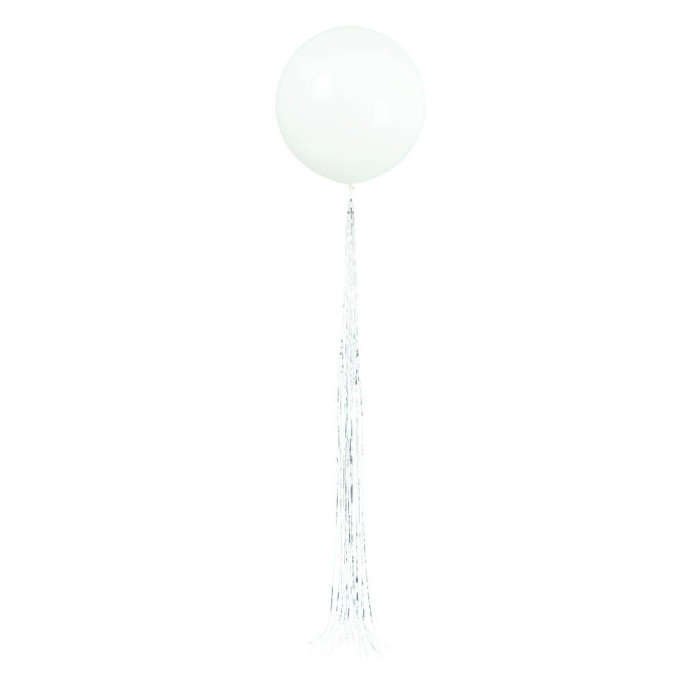 Unique - Balloon With Silver Tassel - White