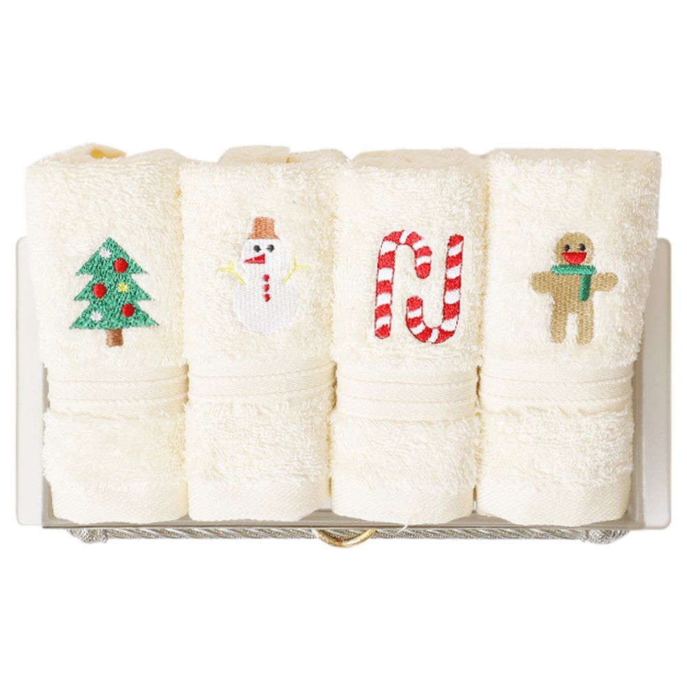 The Lumiere Co Christmas Towels Set Pack Of 4 Ivory Buy at