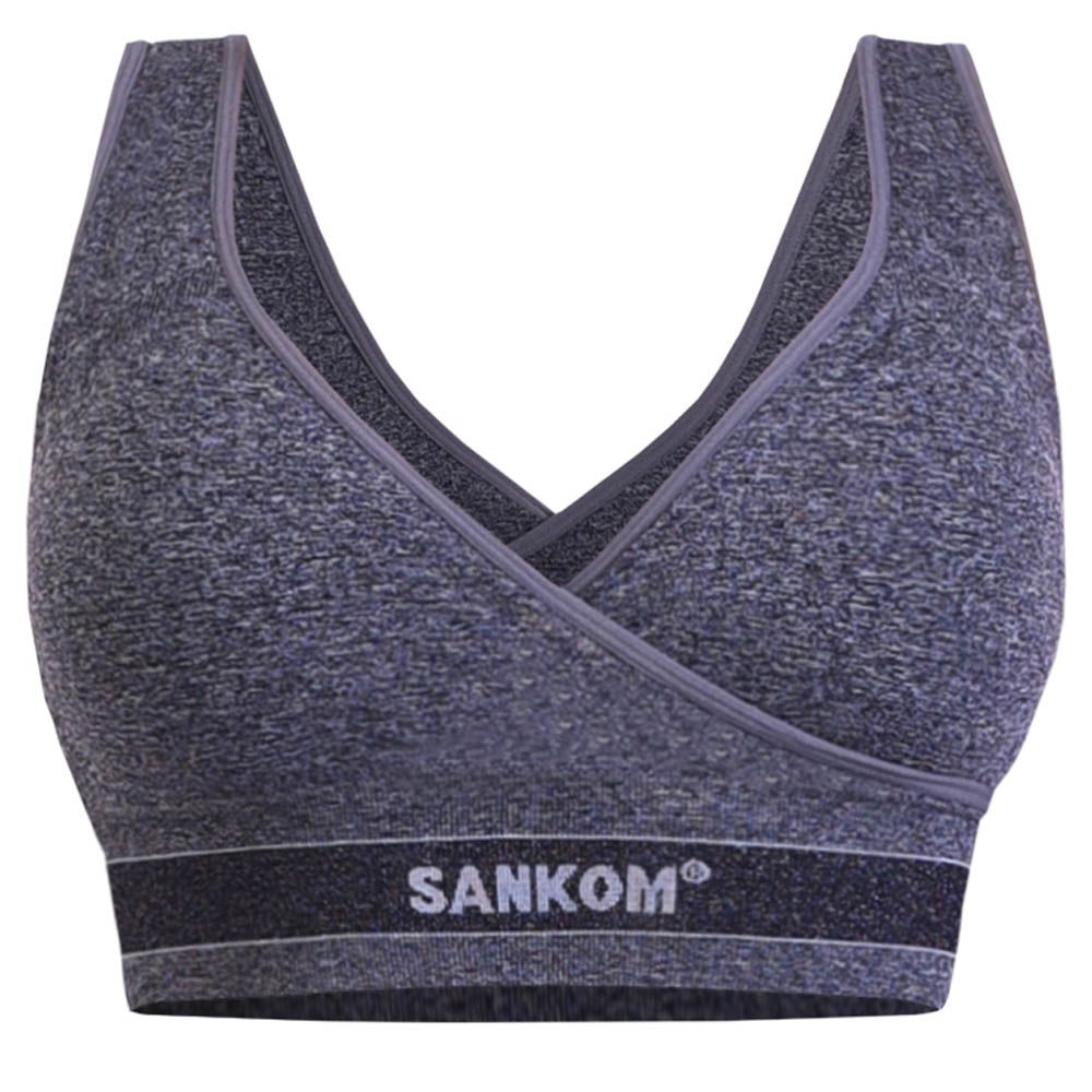 Sankom - Patent activewear Bra For Back Support - Grey Melange