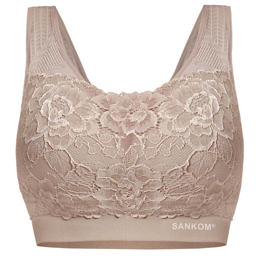 Sankom - Patent Classic Bra W/ Lace - Beige