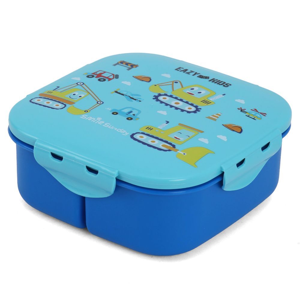 Eazy Kids Square Bento Lunch Box - Construction Blue