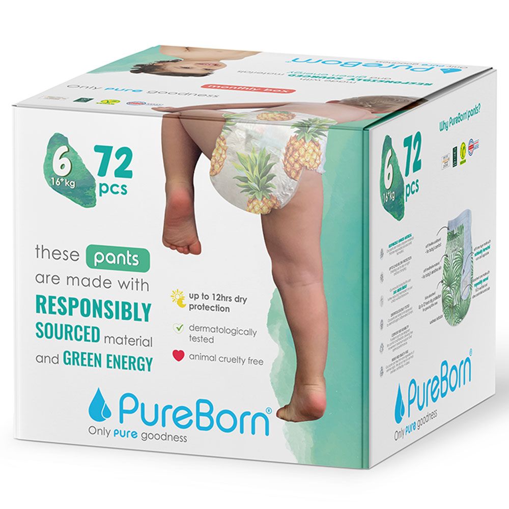 Pure Born - Pull ups Diaper Pack Sz 6 - XL 72's - Lemon