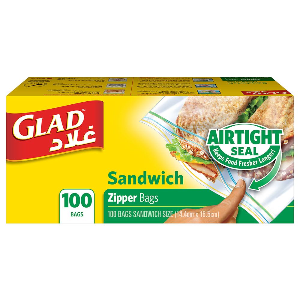 Glad Zipper Sandwich Bags With Zipper 100 Bags