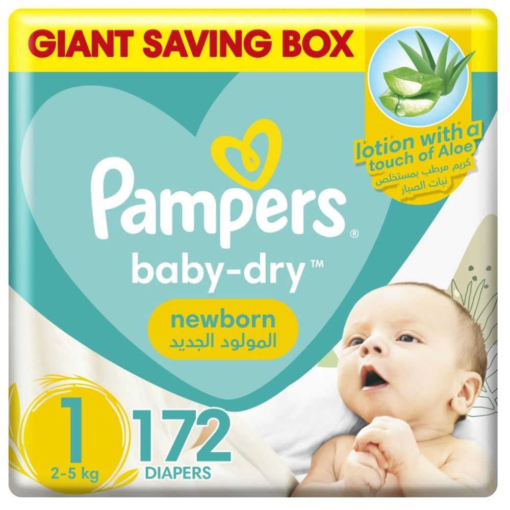 Pampers Baby-Dry Diapers,Size 1, Newborn, 2-5kg, With Wetness