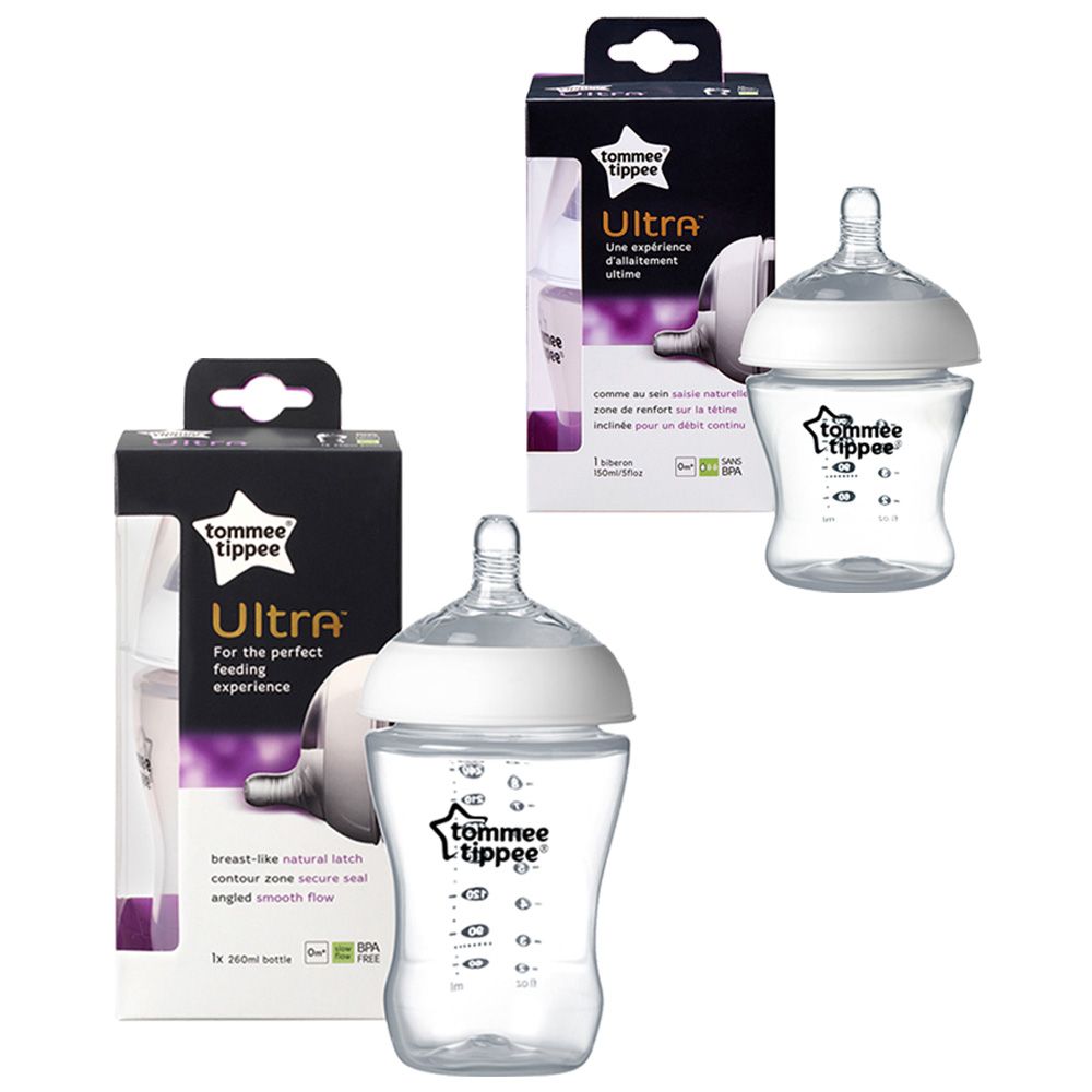 Tommee Tippee Closer to Nature Feeding Bottle 340mlx2 -Clear