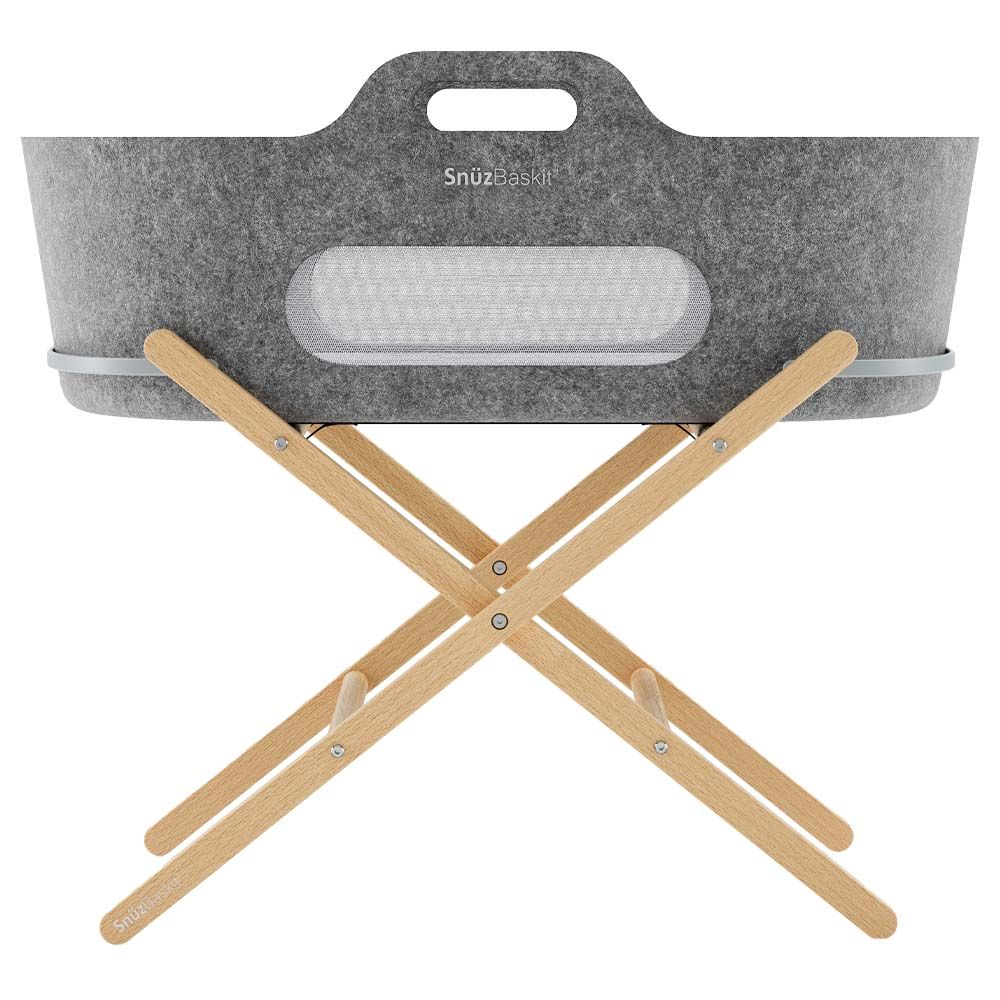 Snuz Baskit Moses Basket W Mattress Stand Set Dark Grey
