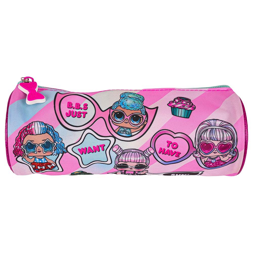 Rainbow Max LOL Surprise Round Pencil Case Pink