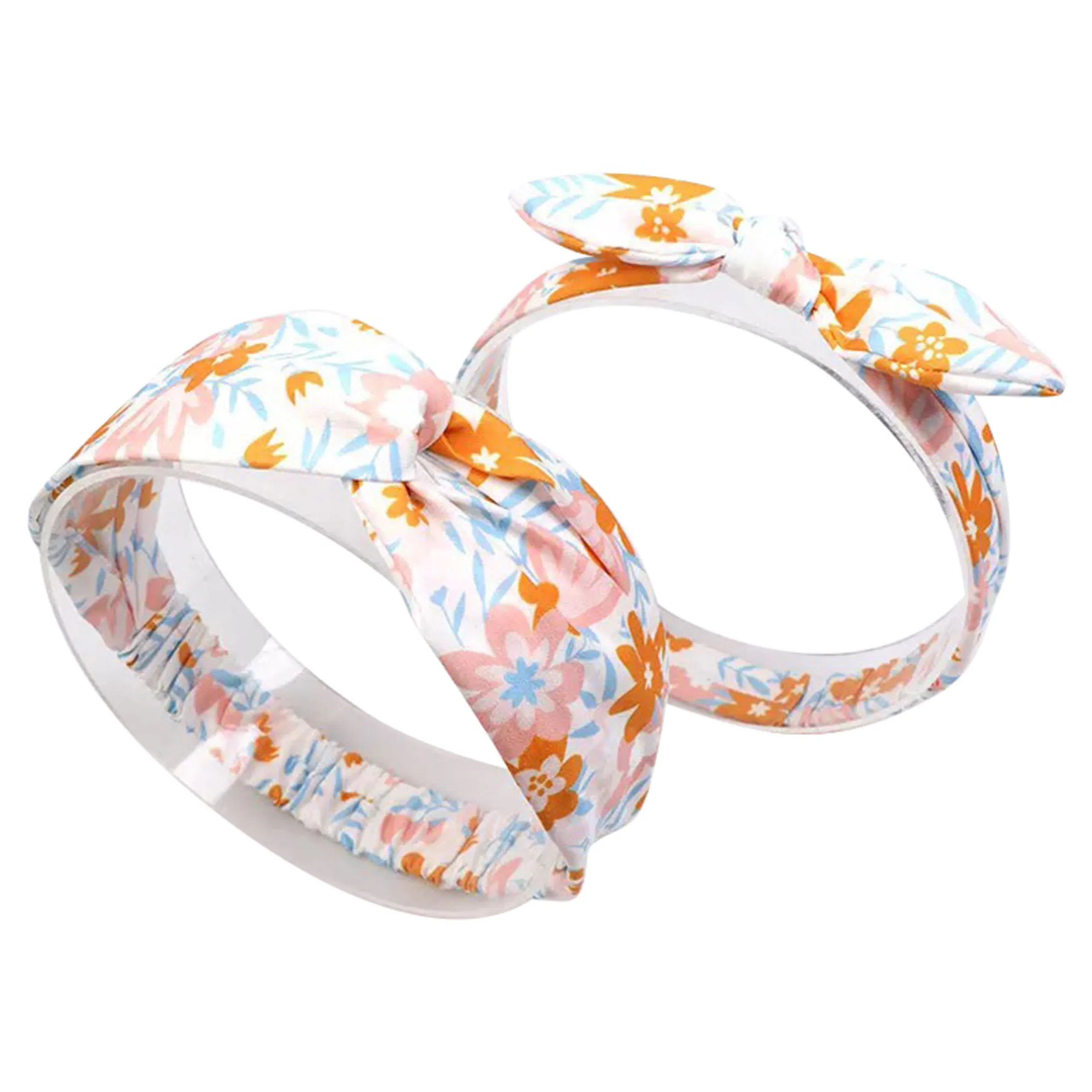 The Girl Cap Mom & Me Knot Headband Set - White/Orange